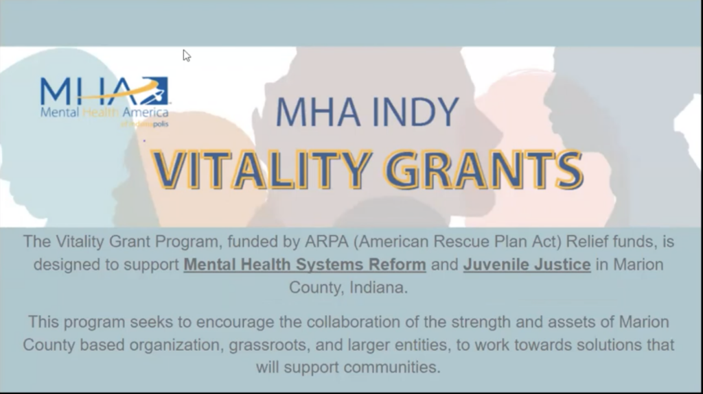 Vitality Grants Mental Health America of Indiana